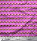 Soimoi Purple Velvet Fabric Leaves & Peony Floral Decor Fabric Printed-yWv