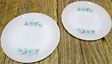 Set of 2 Fire King Oven Ware BONNIE BLUE CARNATION CORN FLOWER Saucers MINT