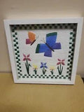 13.5 X 13.5 Quilted Butterflies and Flowers in a Wood Frame