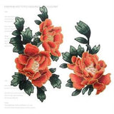1 Pair Peony Flower Embroidered Sew on Patches Cothing Dress Applique Decor DIY