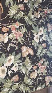 New Robert Allen Shell Floral Lily Chocolate Brown  Peach Green White 48???L 54???