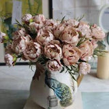 Artificial Flowers Small Peony Silk Bouquet Home Wedding Decoration Fake Plants