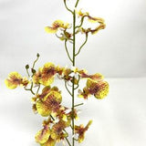 15" MD 2-stem GOLD Oncidium ORCHID Soft Silk plant, Stone base
