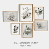 Vintage Orchid Illustrations, Botanical Printable Wall Art Set of 6 Prints, Vintage Paintings, Printable Wall Art, Antique French Wall Art