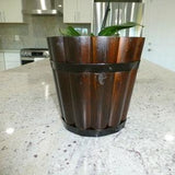 Orchid Plant Display Wooden Pot Hand Made Solid Wood Pot Size Is About:  8" OD x 7.5" H