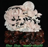 17" China Fine Natural Xiu Pink Jade Carve Peony Flower Phoenix Bird Art Statue