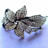 Clear Crystal Lily Flower Black Hair Clip Barrette Wedding Party Prom