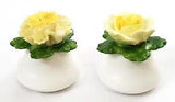 Denton China Flower Salt Pepper Shaker set made in England yellow rose carnation