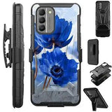 Holster Case for Nokia G400 5G Phone Case Kick Stand Cover PEONY BLUE FLOWER