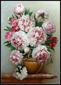 Peony Flowers II - DIY Counted Cross Stitch Pattern Needlework