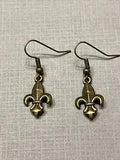 Fleur De Lis Antique Bronze Earrings Lily Flower Fashion Jewelry Gift New
