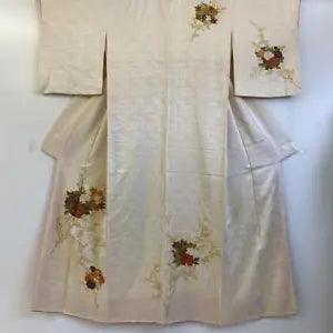 17942Y Kimono Hanging Gold Piece Embroidery Peony With Flower Circle Pattern