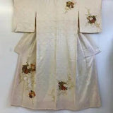 17942Y Kimono Hanging Gold Piece Embroidery Peony With Flower Circle Pattern