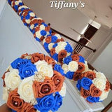 Cobalt Blue, Ivory, & Burnt Orange Real Touch Rose Bouquets