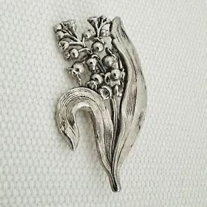 Lovely Vintage Silver Tone Lily Of The Valley Flowers Brooch/Pin  R188