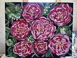 "Peony garden??? 16x20 painting on canvas Board original garden flowers landscape