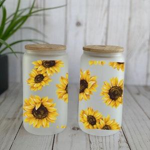 Sunflower Frosted Can Glass, 16 oz