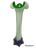 Vintage 11.25??? Hand Blown Green/Blue Glass-Trumpet Lily Vase- pristine Condition
