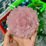 3"Natural Pink Rose Peony Flower Skull Quartz Crystal Carved Healing Random.