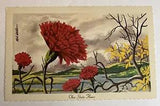 Postcard Ohio State Flower Scarlet Carnation Signed Art Card Scalloped Edges