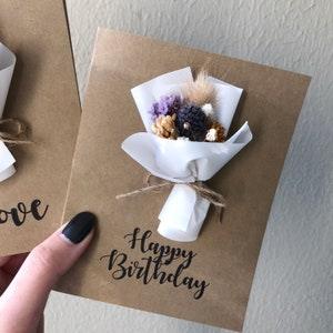 Birthday Dried Flower Cards - Kraft (Mini bouquet - Calligraphy)