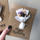 Birthday Dried Flower Cards - Kraft (Mini bouquet - Calligraphy)