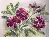 Watercolor Painting Original Carnation Flower Wall Art 9x12 Floral Wall Decor