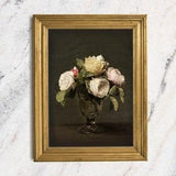 Rose Art Print, Unframed Oil Painting Print, Small Oil Still Life Original, Small Flower Oil Painting, Bouquet Oil Painting, Dark Academia