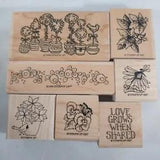 Stampin Up Flower Stamps Lot Of 7 Lily Daisy Pansy Love Grows When Shared