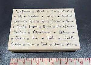 Great Impressions FLOWER NAMES ROSE LILY IRIS VIOLET Background Stamp K045