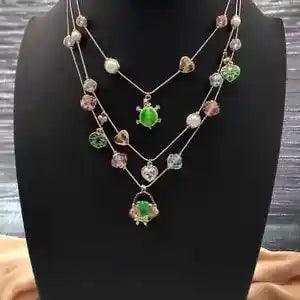 NEW LISTINGNWT Betsey Johnson Vintage Jewelry Basket Frog Turtle Lily Pad 3 Tiered Necklace