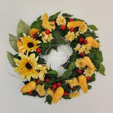 Large Fall Wreath, Faux Yellow Wreath, House Warming Gift, All Season wreath, Sunflower wreath, unique gift, Wall decoration