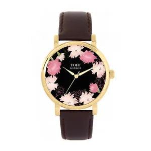 Toff London TLWS-37068 Ladies Pink Carnations Flower Watch