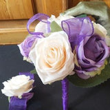 Purple Bridal Bouquet - Wedding Bouquet - Purple Roses - Fake Wedding Bouquet