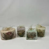 Vintage Pillar Candles w/Dried Pressed Flowers (4) 4 Oval Square Triangle Circle