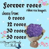 Forever Roses| Ribbon Roses Bouquet, Eternal Flower Arrangement, Romantic Gift,Handmade Ribbon Roses,Forever bouquet,Forever flowers