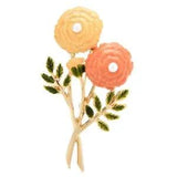 Ranunculus Brooch Enamel Floral Flower Vintage Style Gold Tone