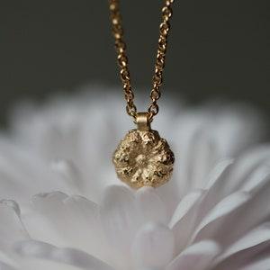 Gold necklace botanical, flower jewelry, plant seed necklace gold-plated, organic necklace, seed texture necklace, seed capsule pendant