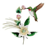 HUMMINGBIRD WITH BLOSSOMING LILY METAL WALL SCULPTURE - New