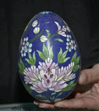 5.2"" Ancient China Partition Enamel Bronze Dynasty Peony Flower Pattern Egg