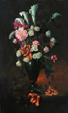 Dream-art oil painting calla peony rose flowers in vase sunset landscape canvas