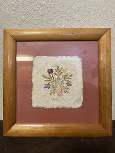 93 Vintage Wall Art Framed Pressed Dried Wild Flowers Handmade Signed 8.75X8.75