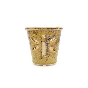 3.75" Handmade Ceramic Stoneware Flower Planter - Orchid Pot with carved design - Succulent Container - Cache Pot for plants in 3.5" pots.