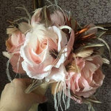 Bridal accessory, Blush bouquet, Feathers flowers, Bouquet of roses, Chebby Chic Wedding, Dusty rose bouquet, Exclusive bouquet, boutonni¡§¡§re