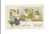 Cute CHILDREN, LILIES-OF-THE-VALLEY On BEAUTIFUL Vintage 1918 VALENTINE Postcard