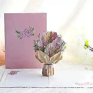 Pop Up Mothers Day Card,3D Carnation Flower Happy Mothers Day Gift Pop Up Pink