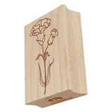 Hand Drawn Carnation Flower Rectangle Rubber Stamp for Stamping Crafting