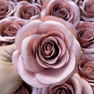 New Model 2022 Dusty Rose Silk Flowers Wholesale Mauve Roses Artificial Flowers High Quality Silk Roses for Wedding Bouquets Centerpieces