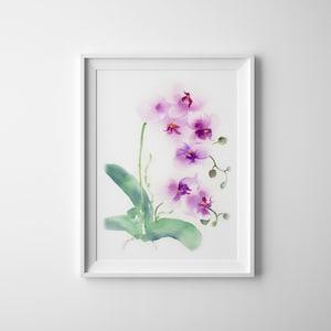 Flowers Orchid Watercolor Painting Wall Art Prints