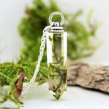 Moss Necklace, Crystal Necklace, Real Plant Jewellery, Woodland Necklace, Sterling Silver, Terrarium , Resin Jewellery, Resin Jewelry